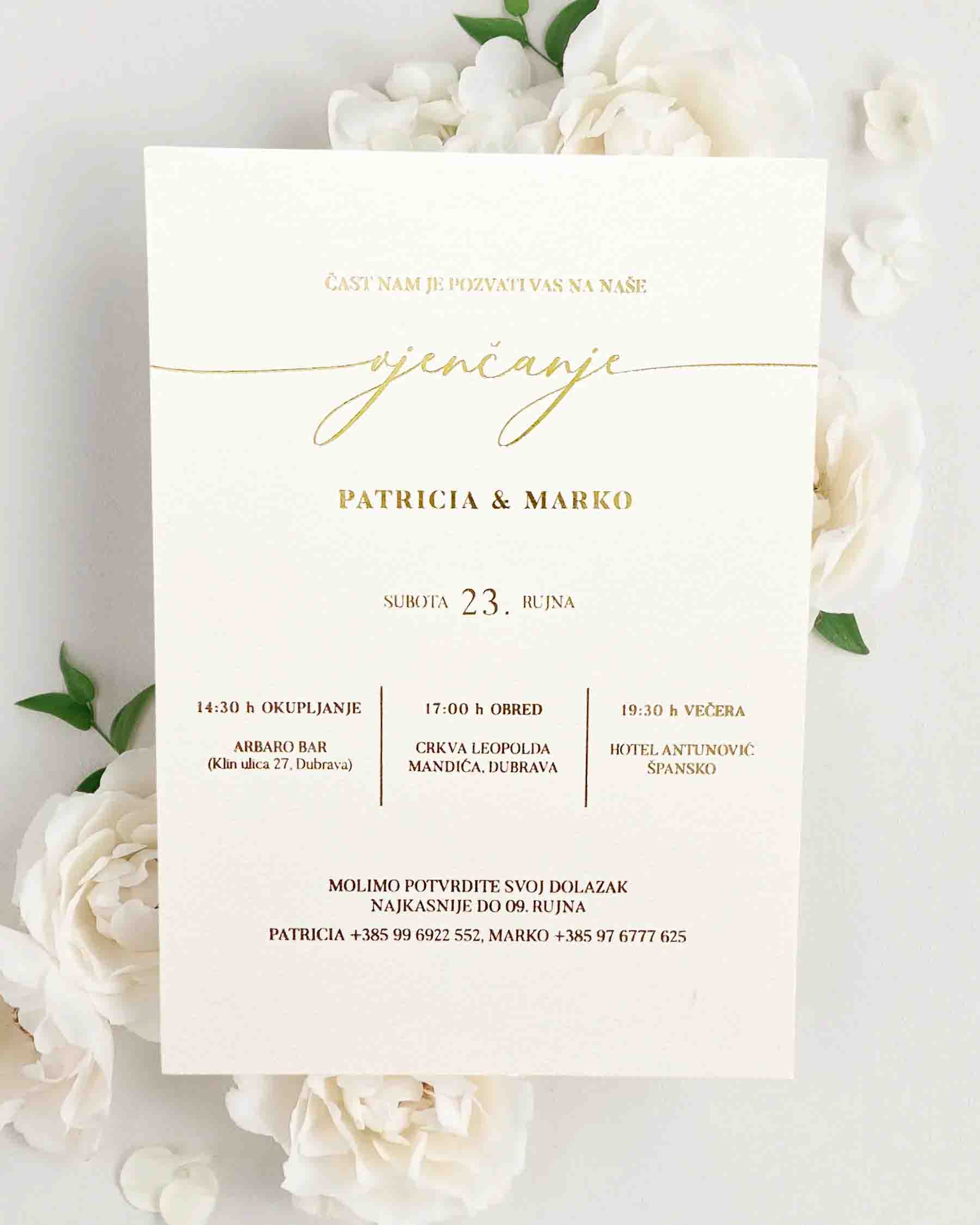 Pozivnica Patricia i Marko u zlatotisku